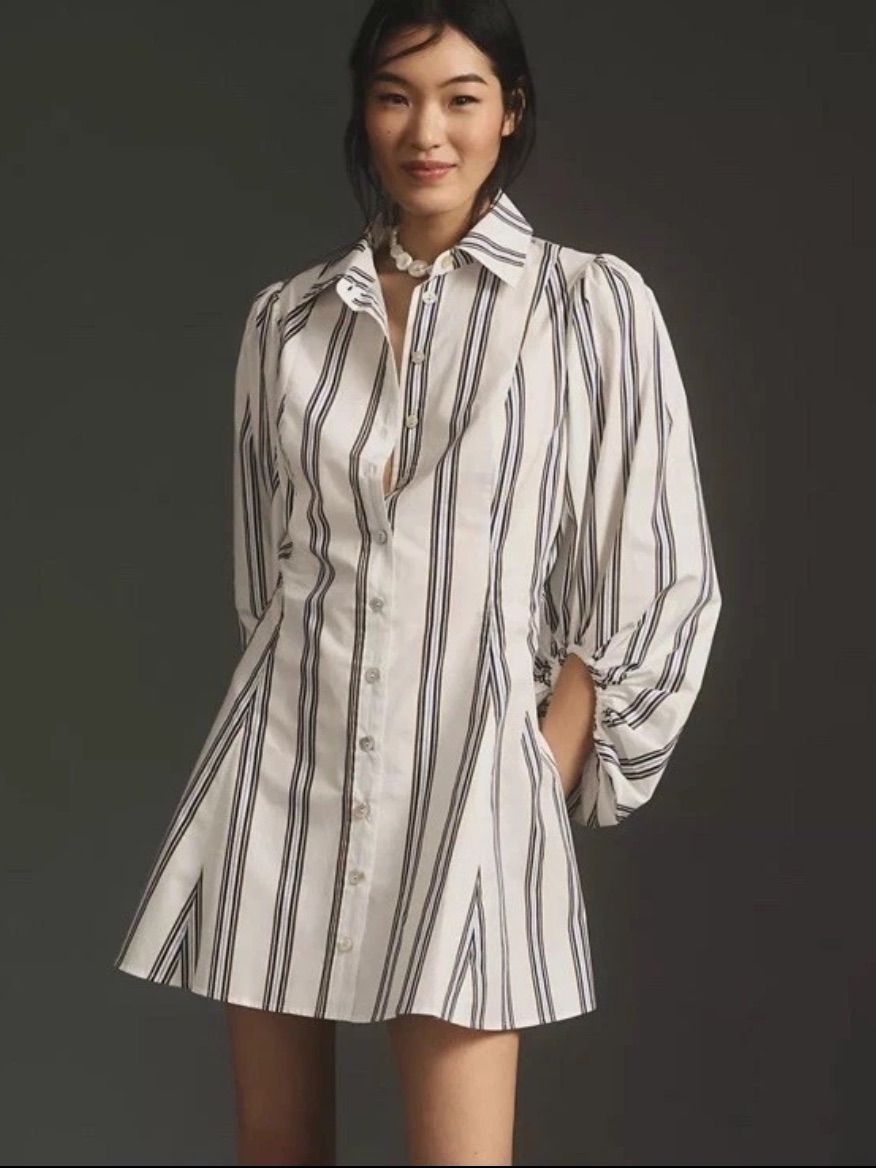 $228 Plenty By Tracy Reese Long-Sleeve Ruched Mini Dress Sz Large Anthropologie